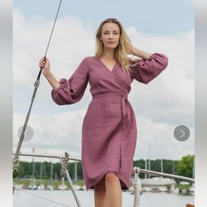 Baltic Linen Midi Wrap Dress 34